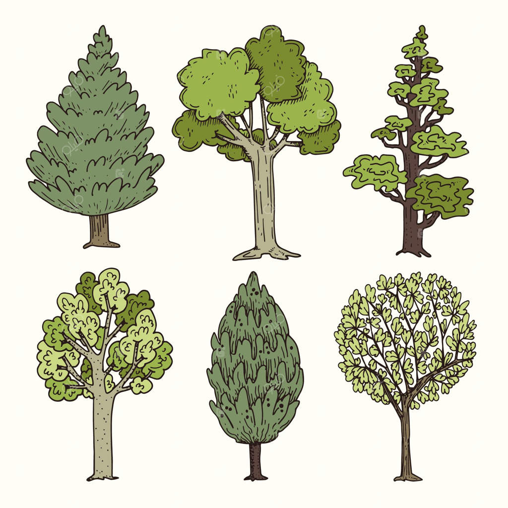 مجموعه‌ای از طرح‌های دستی درختان