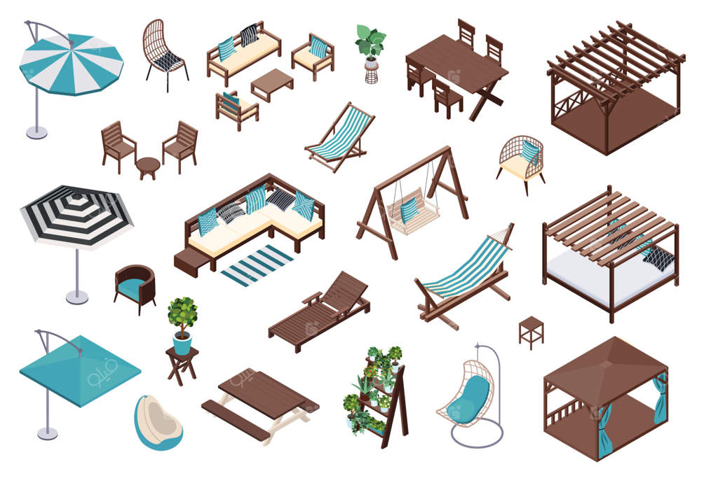 مجموعه آیکون‌های مبلمان باغی