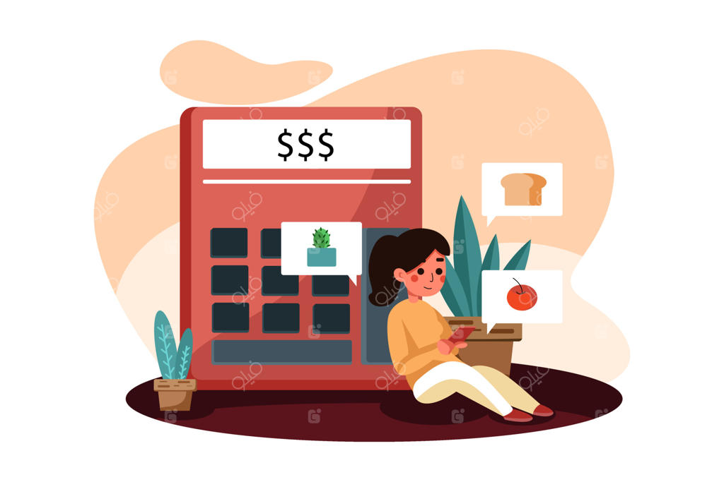 تصویرسازی فلت با موضوع بودجه خرید