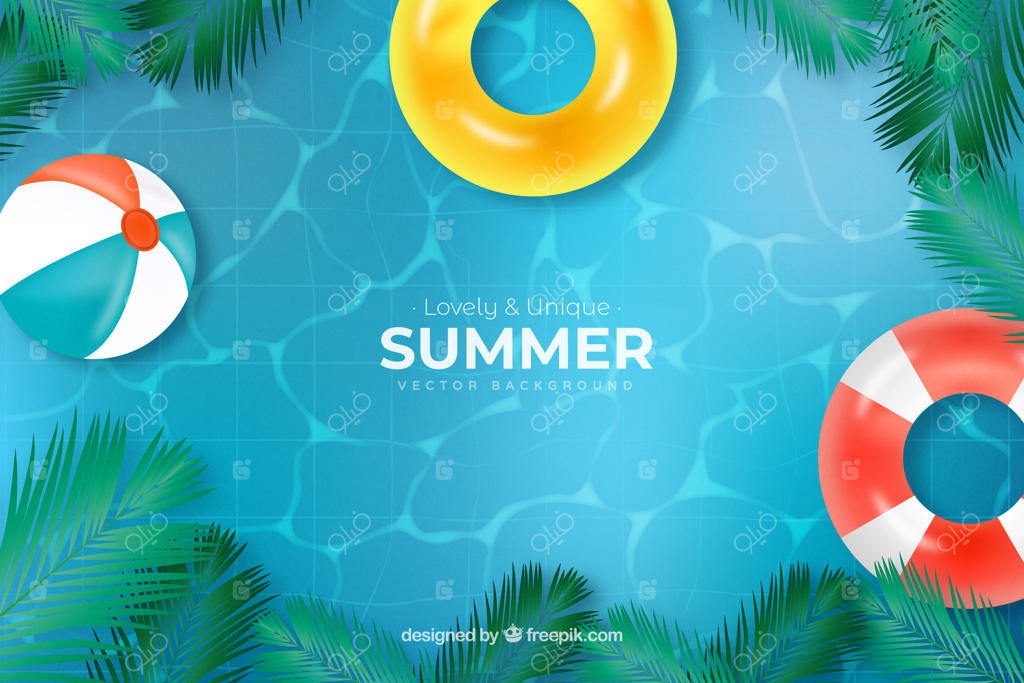 پس‌زمینه تابستانی با نمای استخر