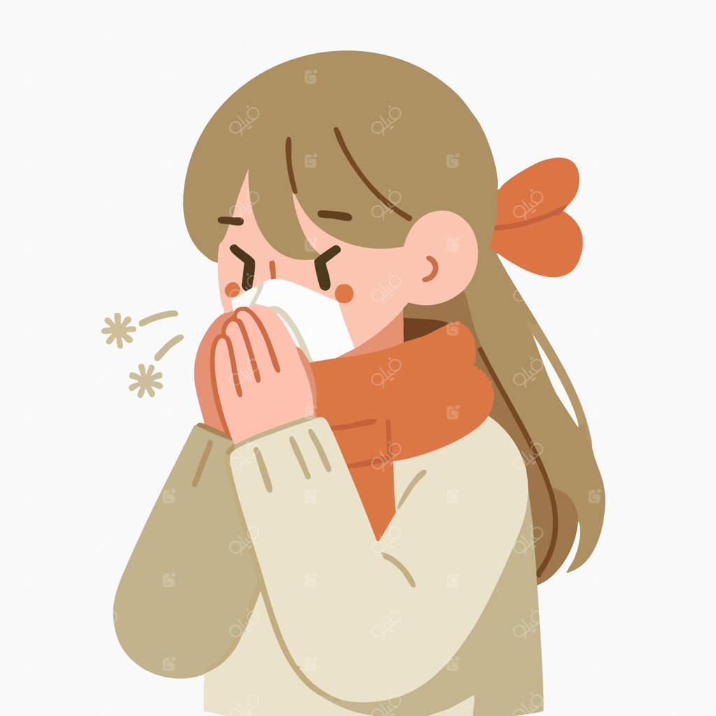 کودک بیمار در حال عطسه کردن