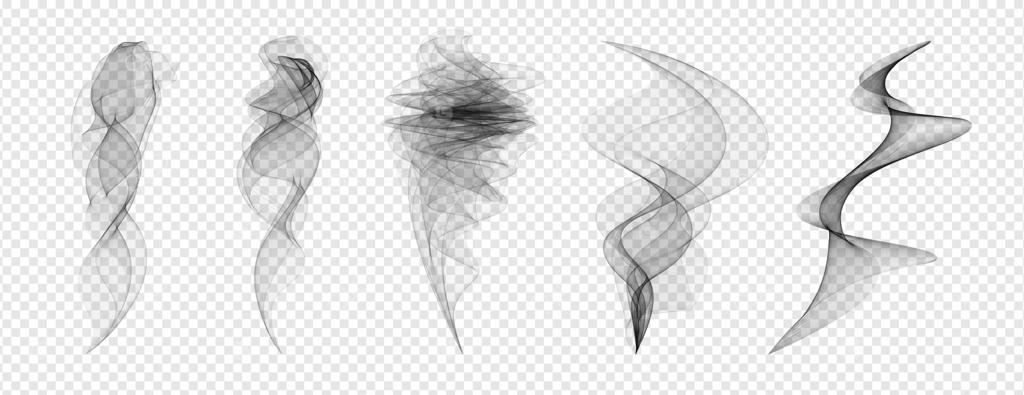 بخار و دود شفاف روی زمینه سفید: بخار واقعی و غبار گرم برآمده از قهوه، چای یا آتش. عناصر مه انتزاعی با بافت زنده. مناسب برای چاپ مدرن یا استفاده به عنوان پس‌زمینه.