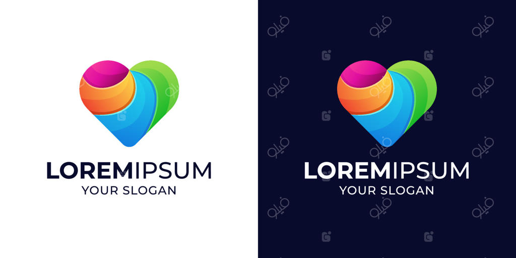 طراحی لوگوی عاشقانه با قلبی رنگارنگ