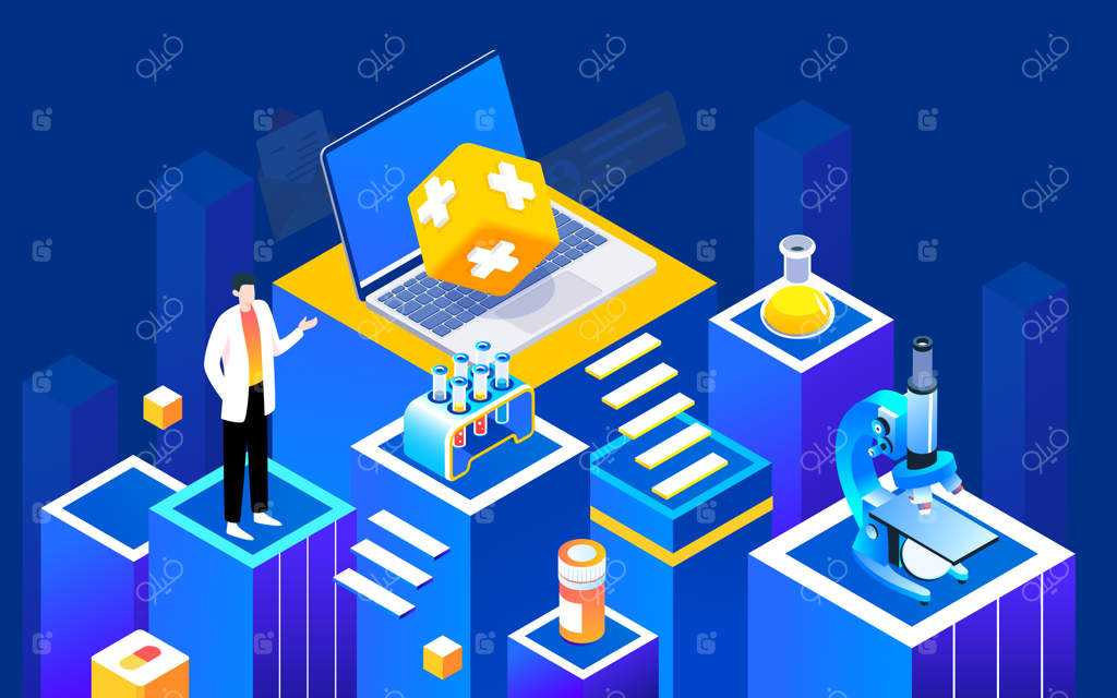 توسعه فناوری‌های نوین دارویی و درمانی - تصویر ایزومتریک رشد پزشکی