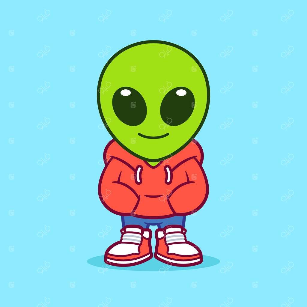 تصویر طراحی موجود فضایی بانمک و جذاب ایستاده