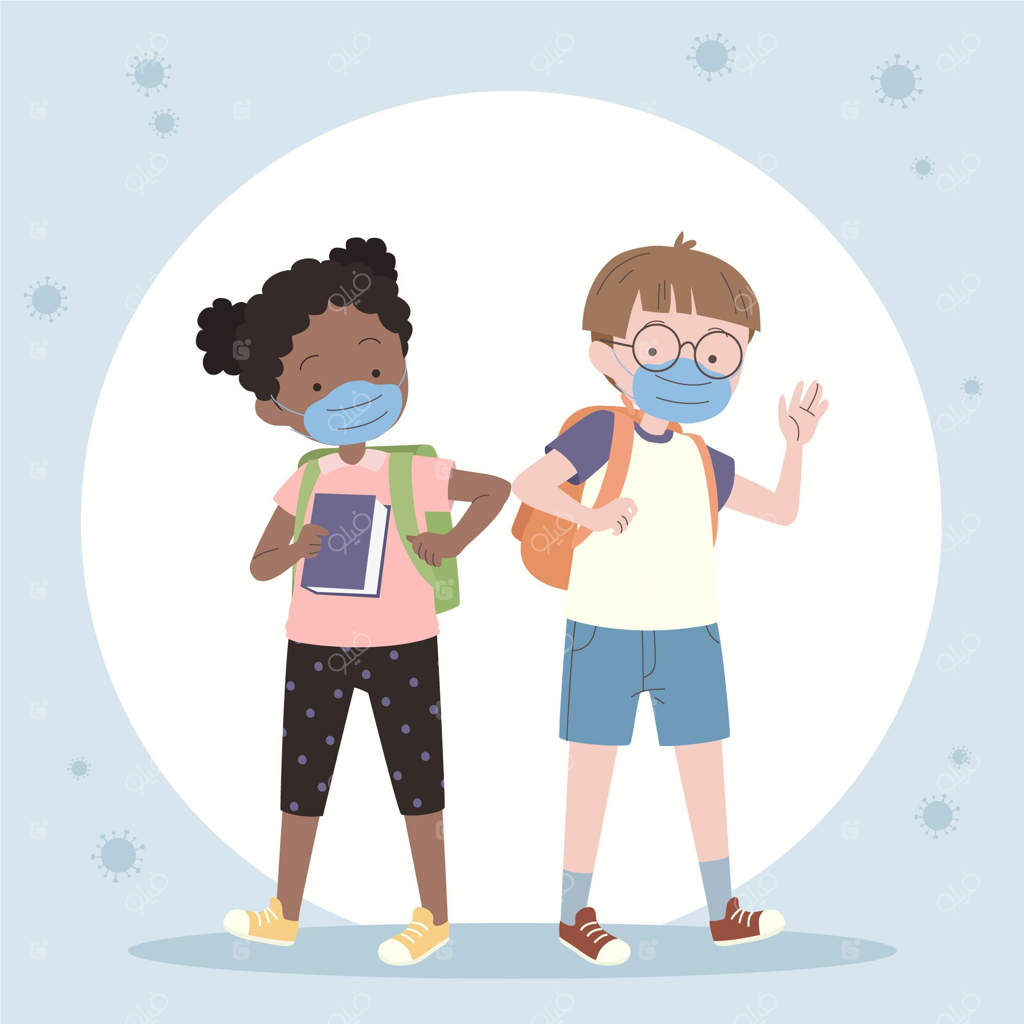 تصاویر سلام و احوال‌پرسی کودکان در مدرسه در دوران عادی جدید