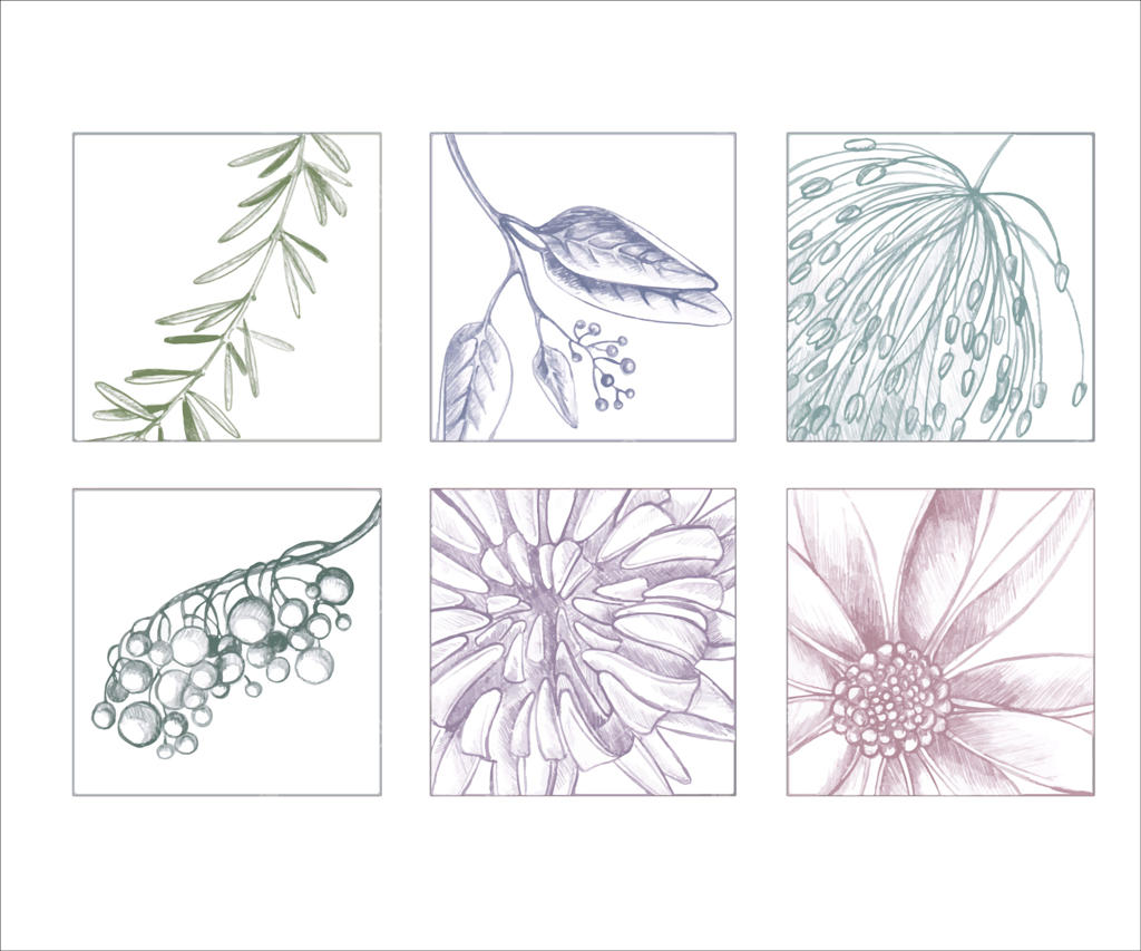 کاشی‌های گل‌دار انتزاعی و رنگارنگ: مجموعه‌ای از قطعات گل در مربع‌ها. تصویر برداری