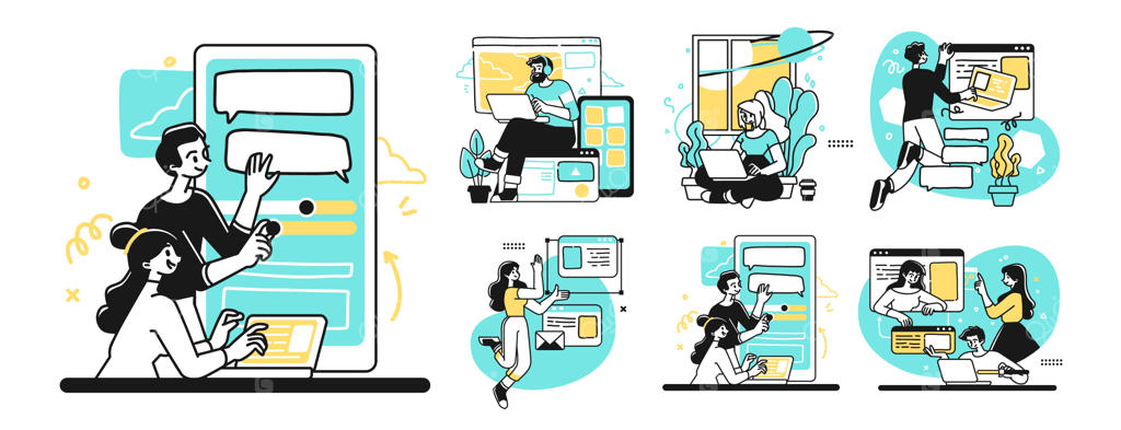 طراحی، توسعه و برنامه‌نویسی تکنولوژی‌ها: مجموعه‌ای از صحنه‌ها در دفتر کار