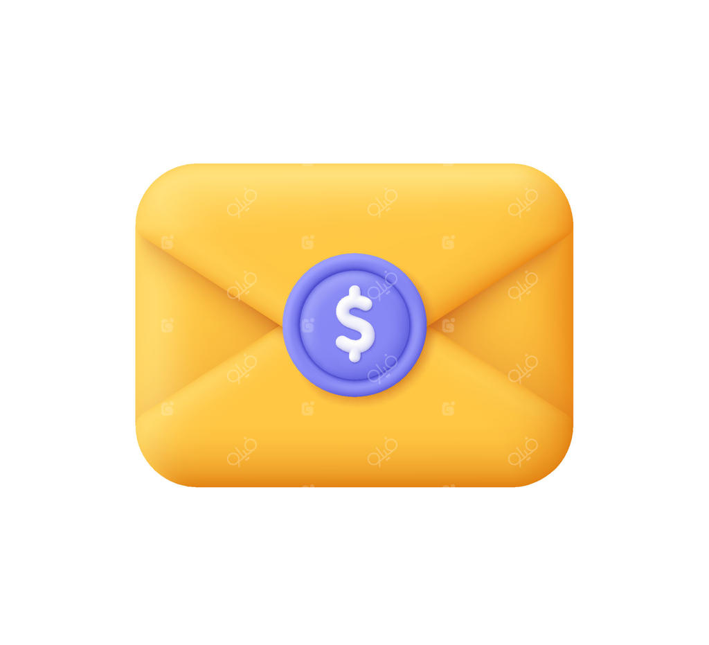 نماد پاکت زرد با علامت دلار - وکتور حرفه‌ای