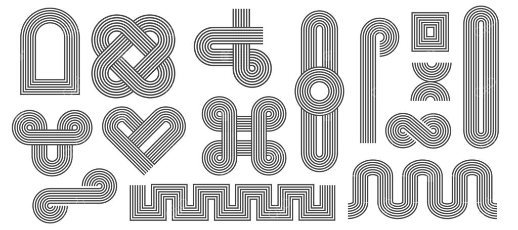 معماری ذن و خطوط هندسی: اشکال انتزاعی و معاصر. طراحی مدرن با حاشیه‌ها، قاب‌ها و گوشه‌های مینیمال. تعادل عناصر با نوارها.