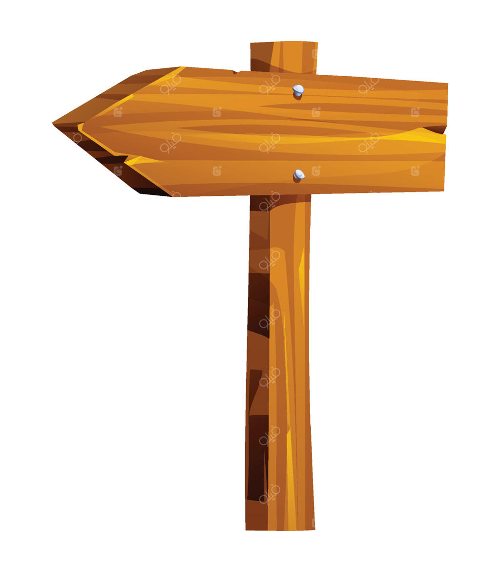 تابلو راهنمای چوبی به سمت چپ - تصویر کارتونی