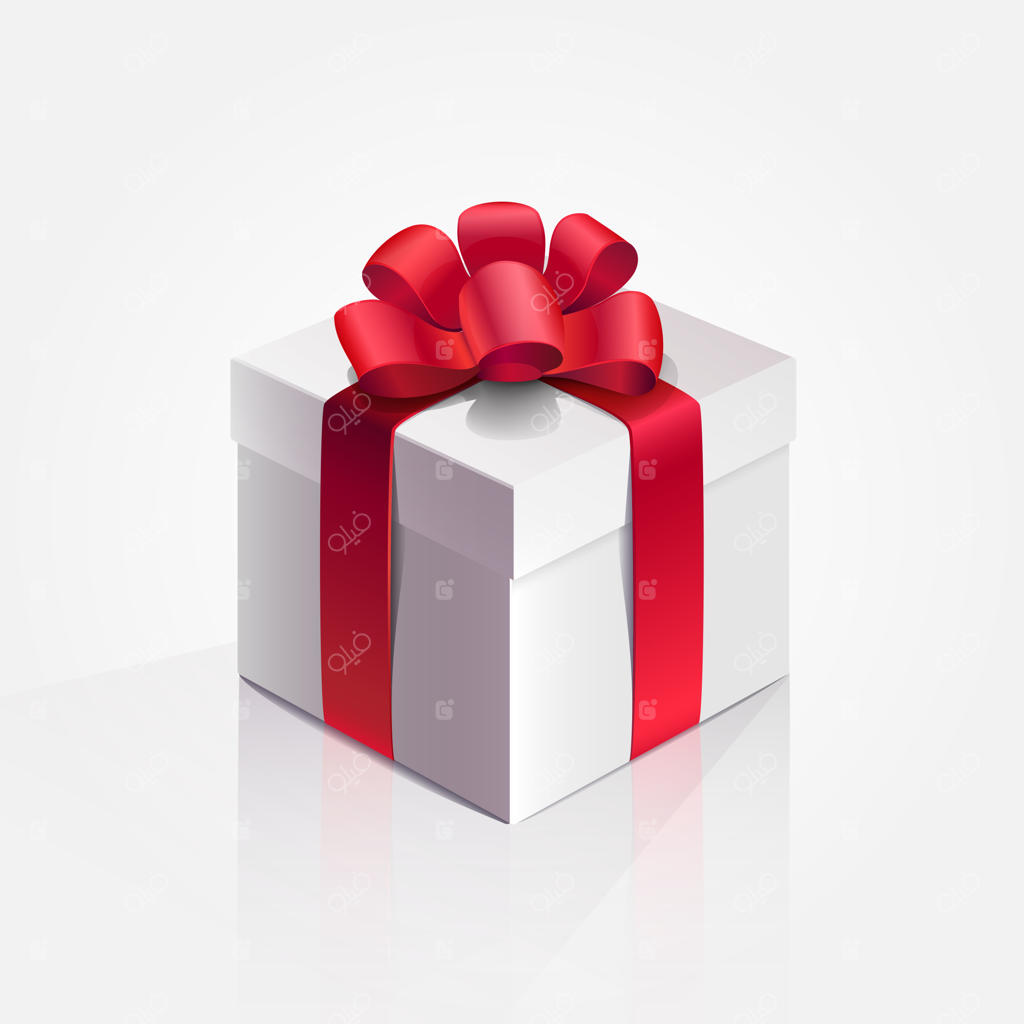 جعبه هدیه تعطیلات با روبان قرمز تصویر