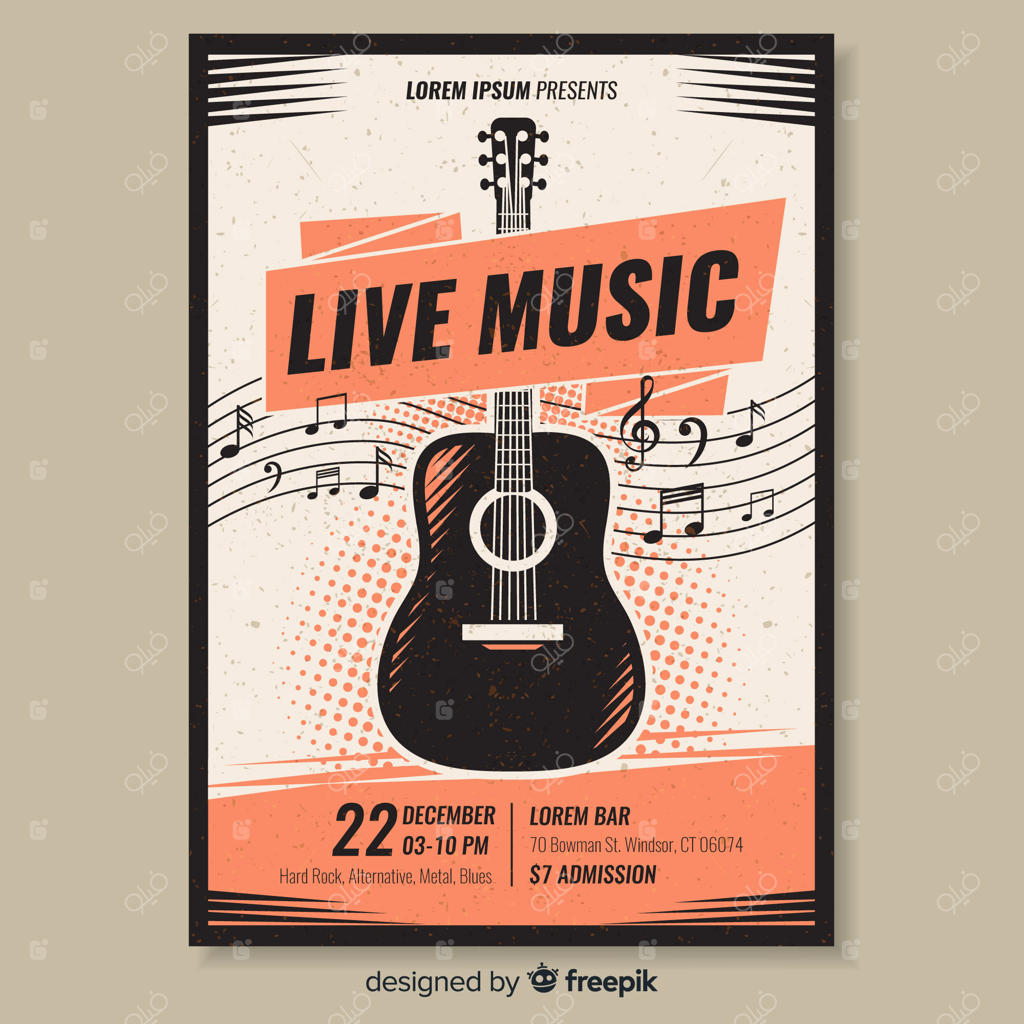 پوستر الگو برای موسیقی رترو