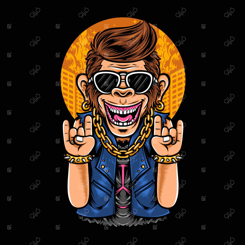 تصویرسازی وکتور کارتونی میمون پانک