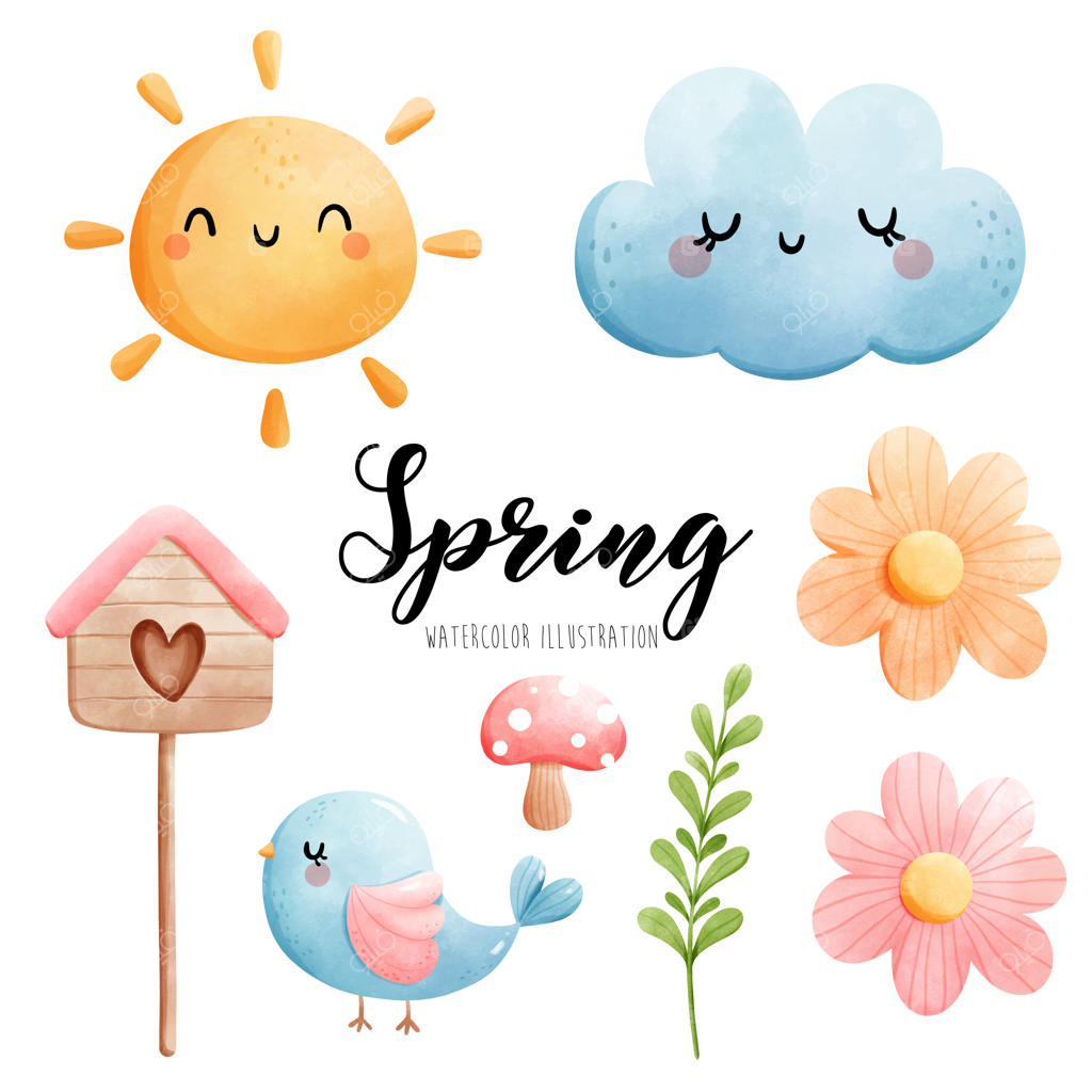 طرح وکتور بهار شاد با آبرنگ