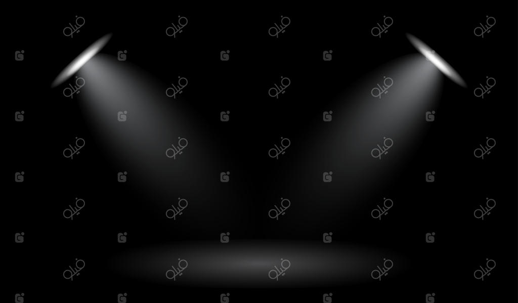 تصویر وکتور نور سفید دوگانه روی صحنه با پس‌زمینه تاریک