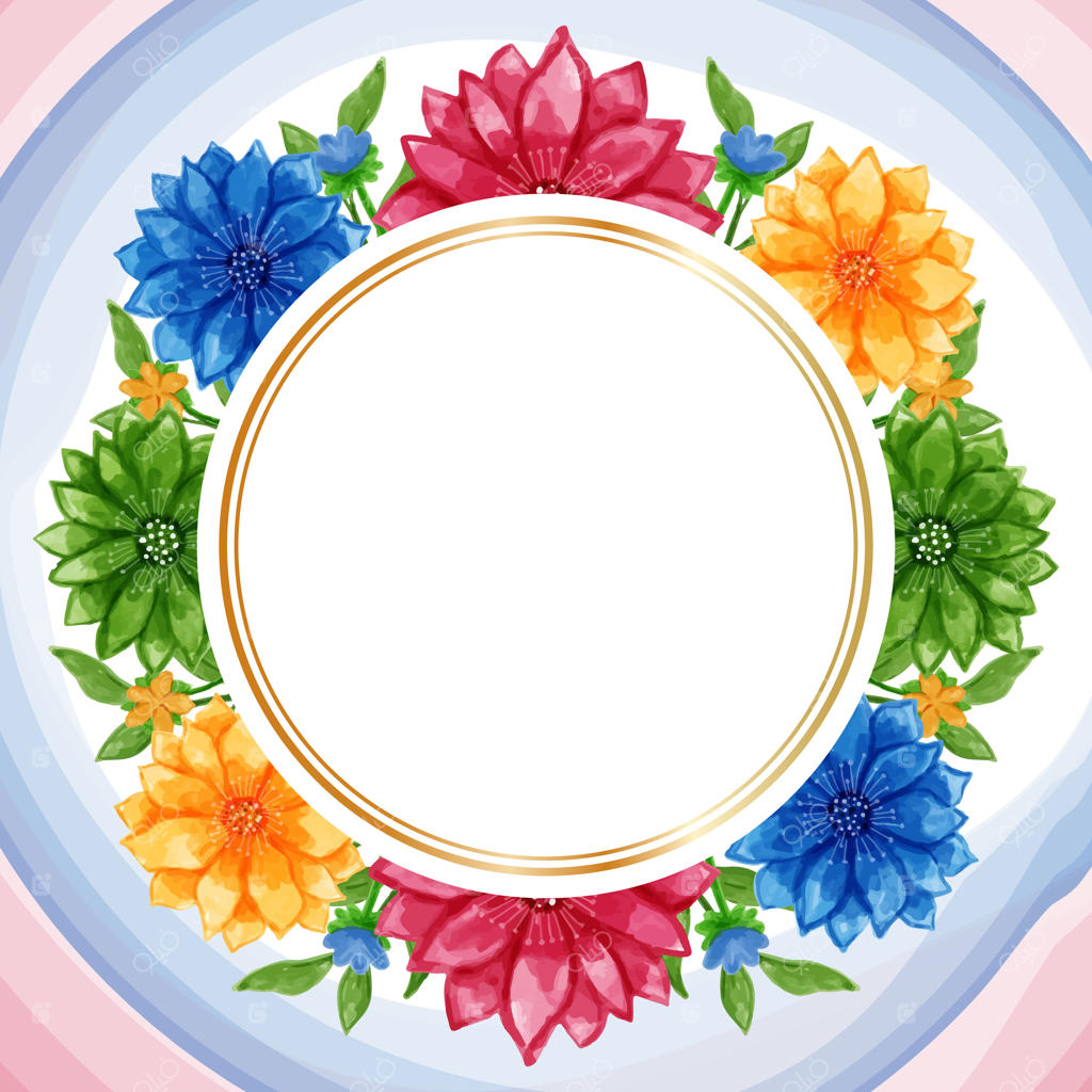 پس‌زمینه قاب گل آبرنگی