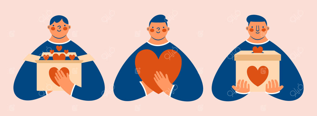 مجموعه کلیپ‌آرت‌های کارتونی مدرن و بامزه با موضوع فعالیت‌های داوطلبانه، خیریه و بشردوستی
