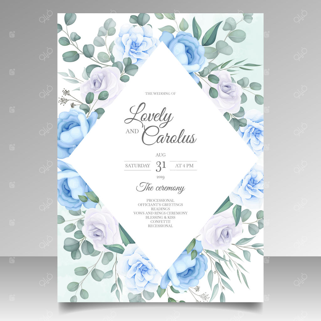 کارت دعوت عروسی با طراحی گل‌های زیبا