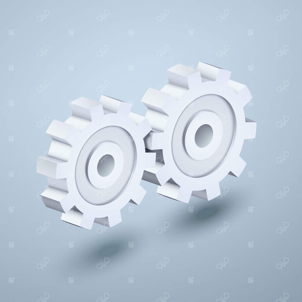 چرخ‌دنده‌های سفید با جزئیات کامل