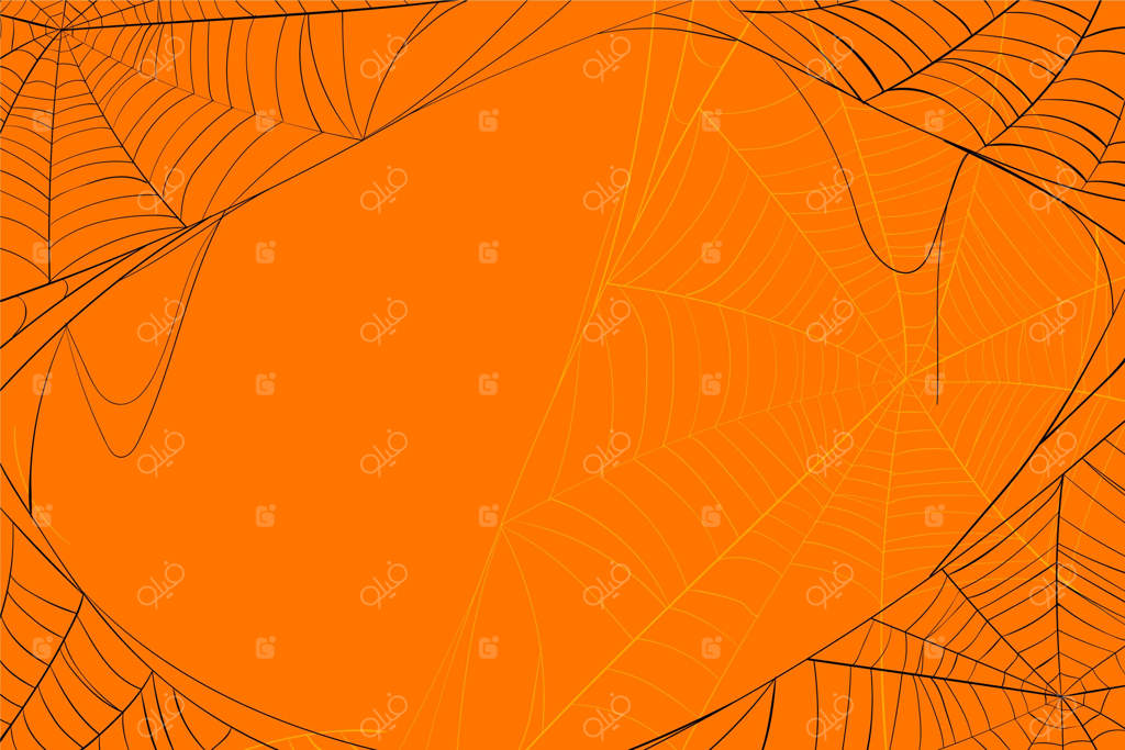 پس‌زمینه نارنجی با تار عنکبوت مخصوص هالووین