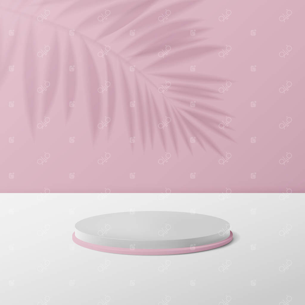 نمایش دایره‌ای سه‌بعدی با پایه سفید و صورتی.