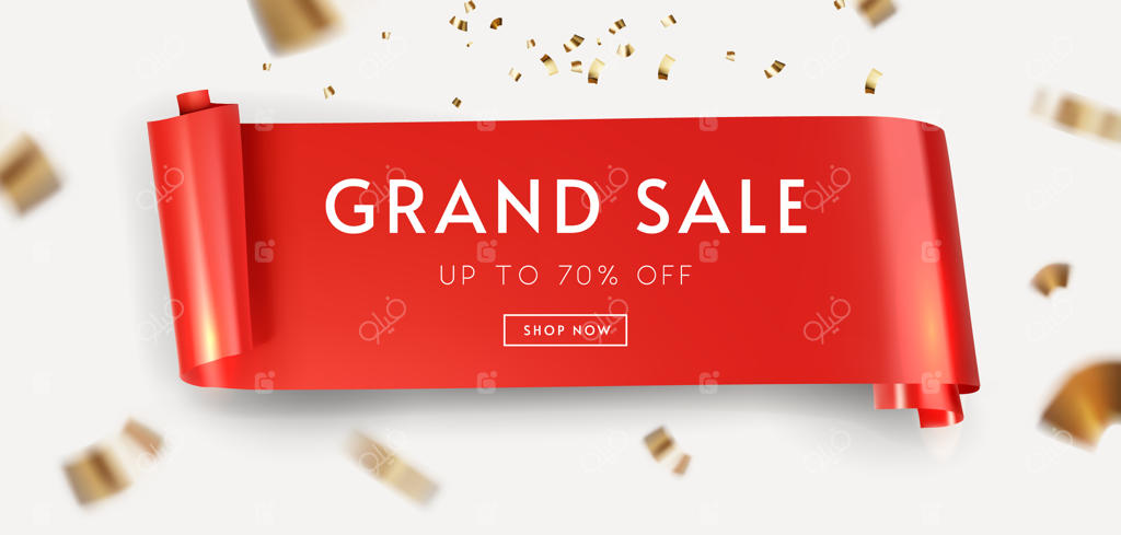 تابلوی فروش با روبان طلایی شناور و فوکوس یکجا شده