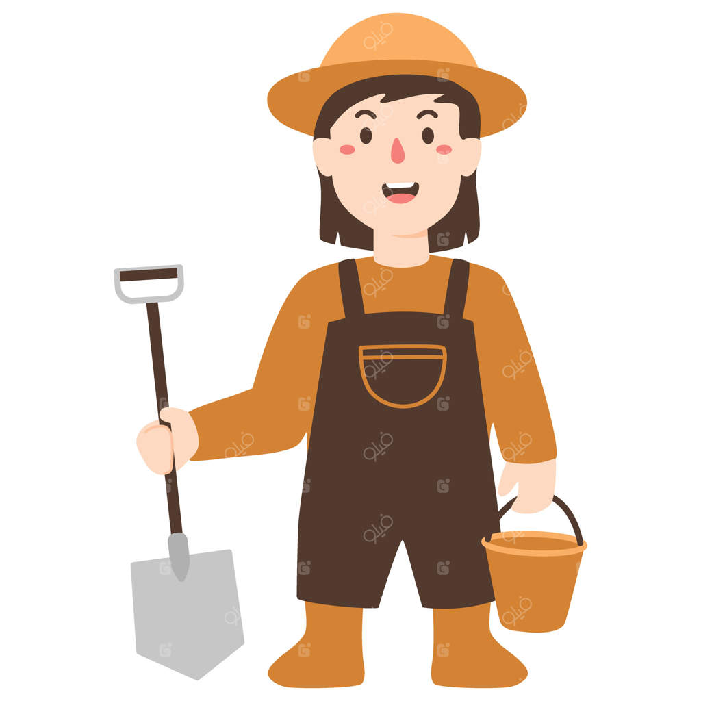 دختر کوچکی با بیل - تصویر وکتور حرفه‌ای
