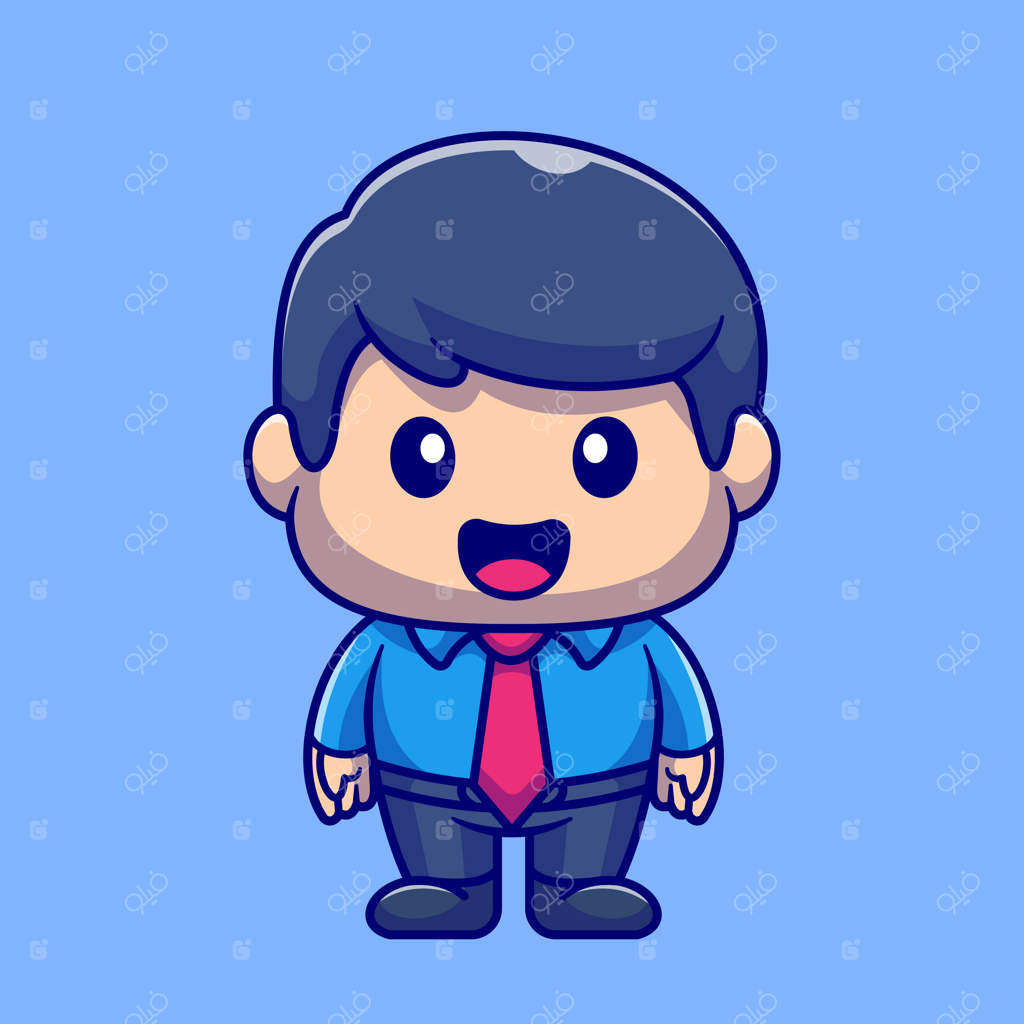 تصویر برداری آیکون کاریکاتور کارمند مرد چاق. آیکون حرفه‌ای افراد - وکتور پریمیوم مجزا. سبک کارتون مسطح