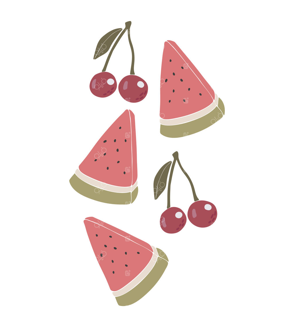 تصویر انتزاعی هندوانه و گیلاس