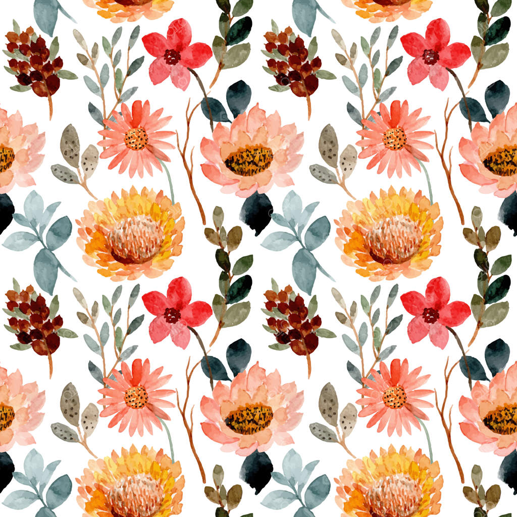 پترن گل‌های آبرنگی