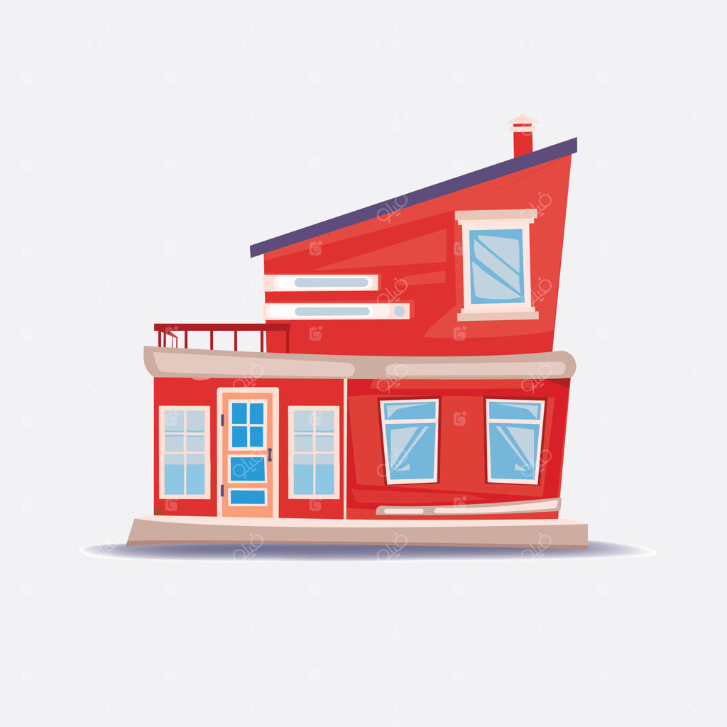 خانه دوطبقه با طراحی تخت قرمز و مینیمالیست