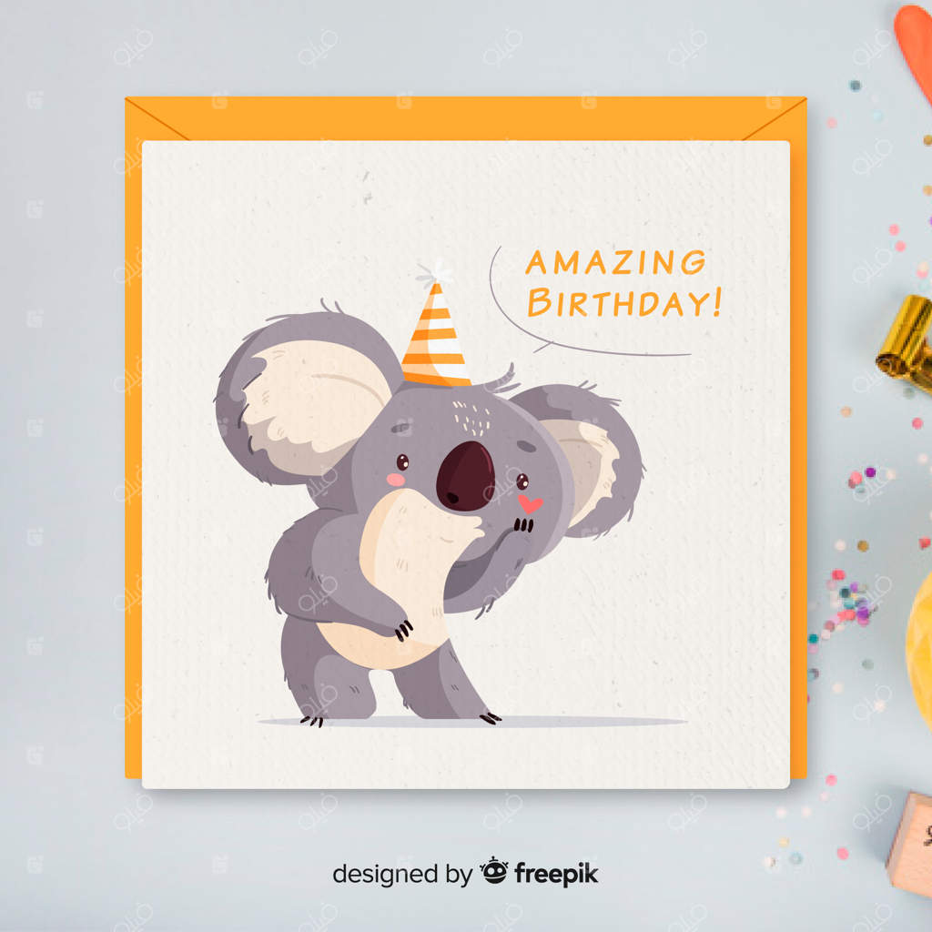 قالب کارت دعوت تولد با طراحی تخت