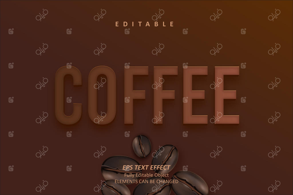 افکت متن قابل ویرایش قهوه‌ای کافی