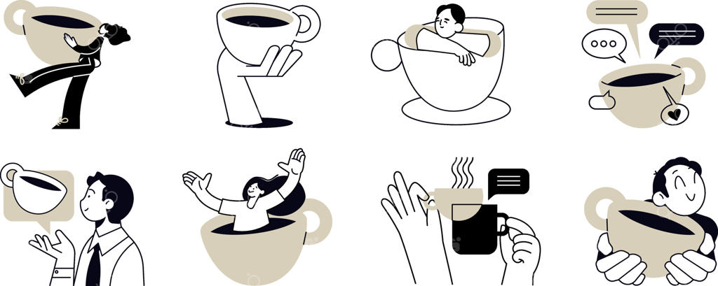 استراحت کنید: تصاویری از لذت بردن افراد در اوقات فراغت، نوشیدن قهوه و برنامه روزانه، دعوت به معاشرت؛ مناسب برای استیکرها و پست‌های شبکه‌های اجتماعی، بازاریابی، رستوران‌ها و کافی‌شاپ‌ها.