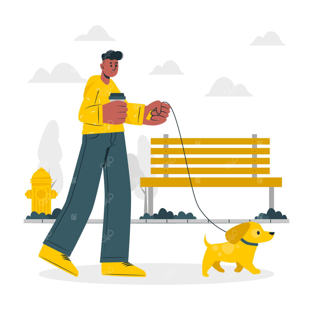 تصویرسازی مفهوم پیاده‌روی با سگ