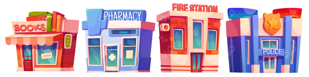 مجموعه ساختمان‌های کارتونی