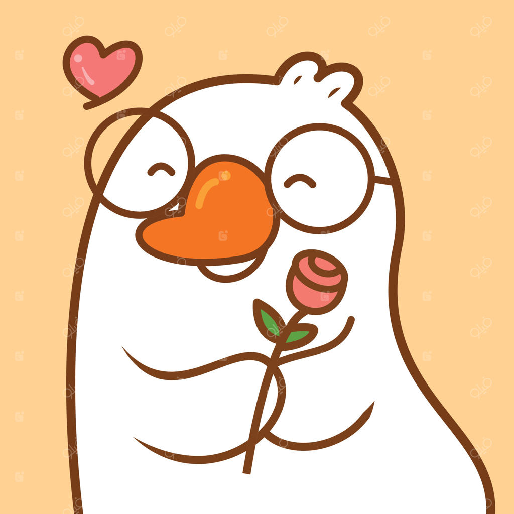 شخصیت کارتونی دوست‌داشتنی در حال جشن عشق با گل - وکتور حرفه‌ای