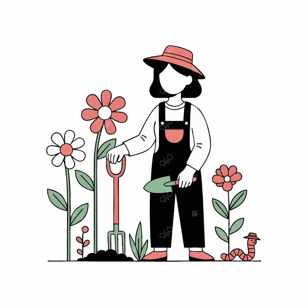 زنی که در باغچه حیاط پشتی گل می‌کارد