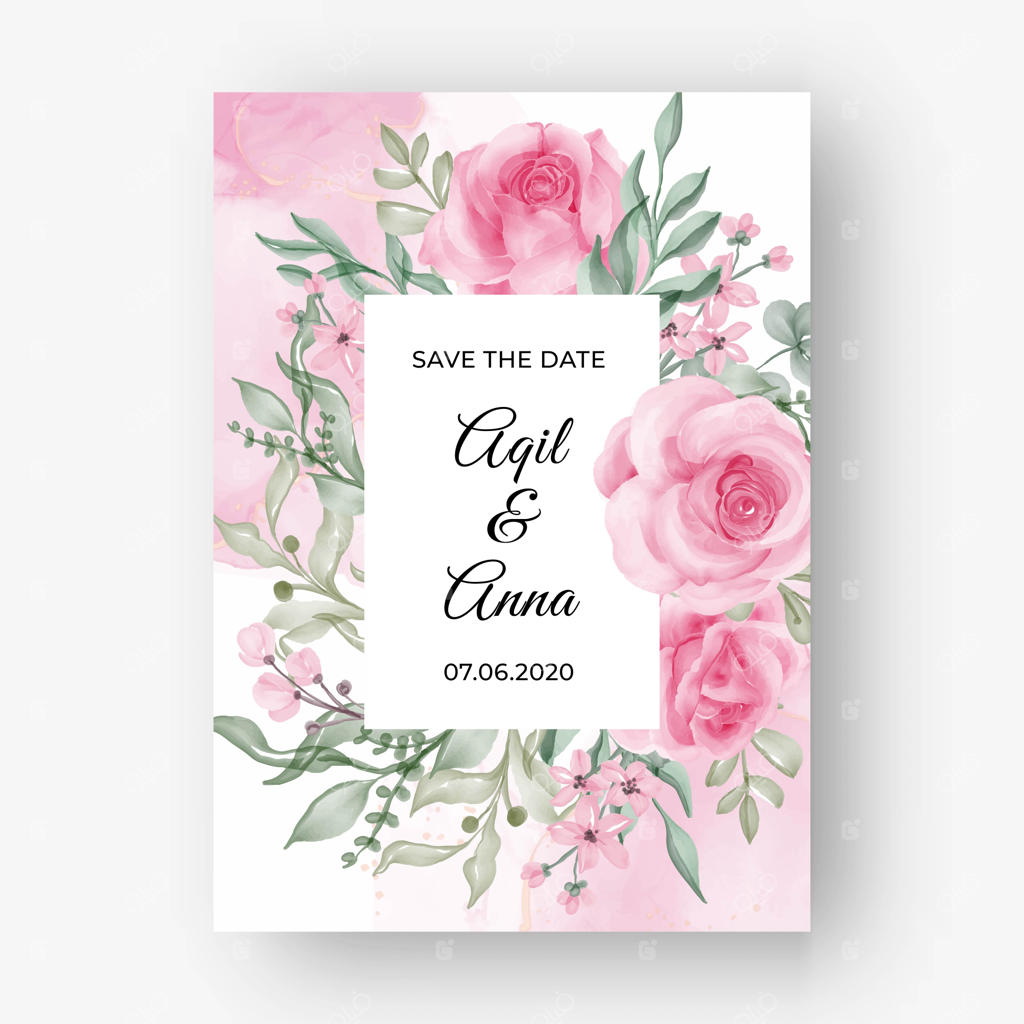 قاب گل‌های صورتی برای پس‌زمینه کارت دعوت عروسی