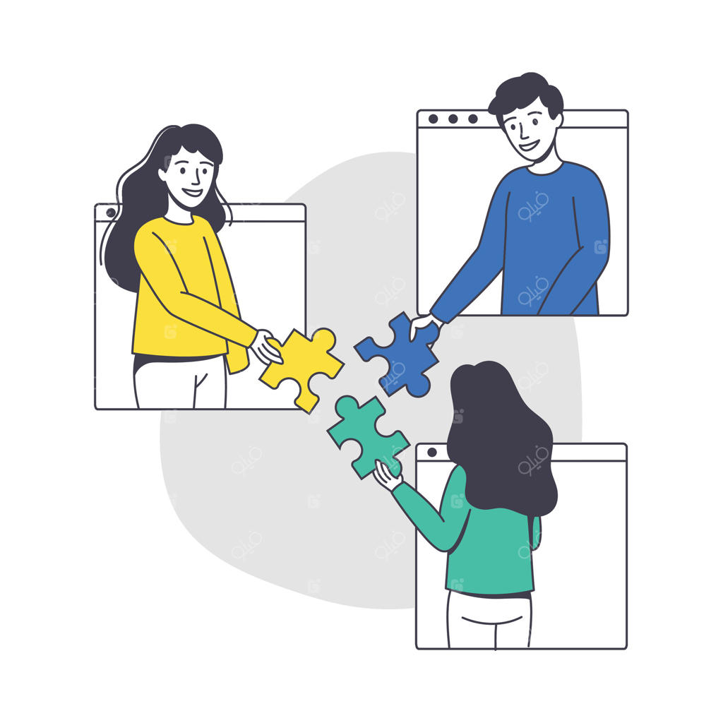 تصویرسازی همکاری افراد در حل پازل