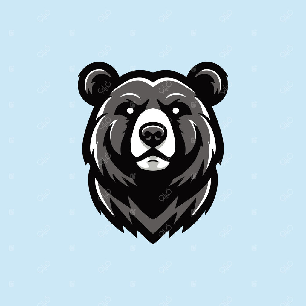 لوگوی سر خرس سیاه روی پس‌زمینه آبی