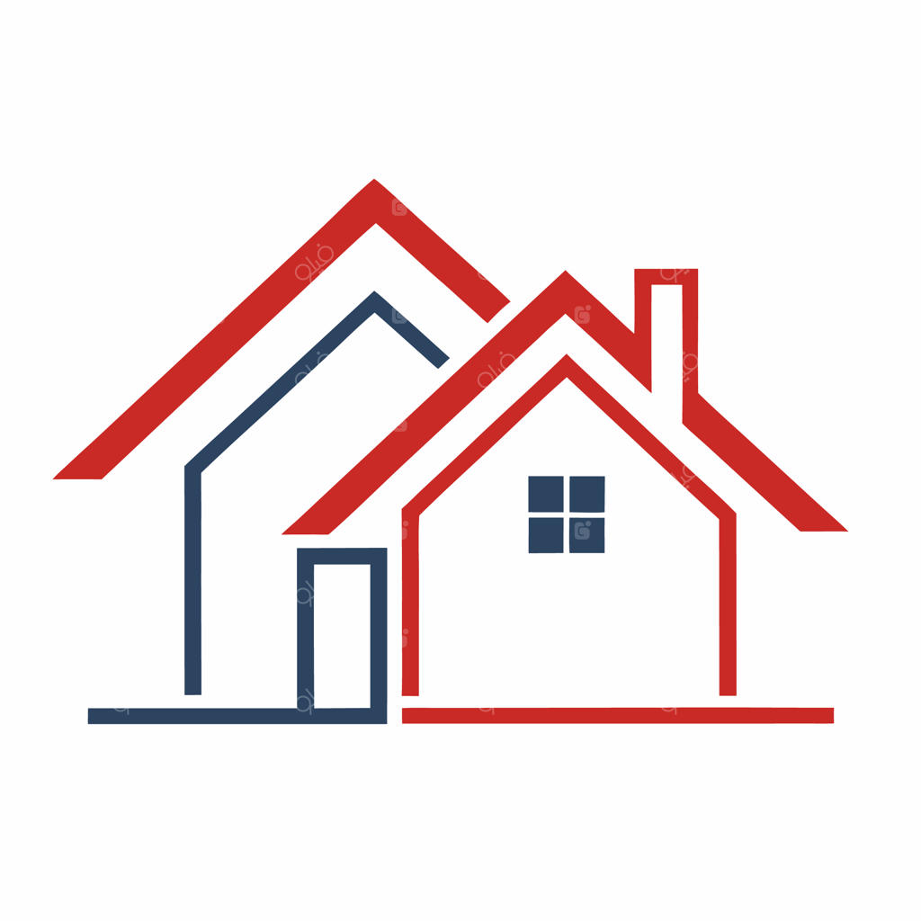 لوگوی خطی ساده با طرح کلی خانه و سقف، مناسب برای شرکت‌های ساخت‌وساز مسکونی