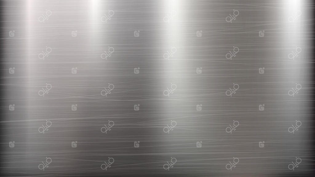 پس‌زمینه انتزاعی تکنولوژی با طرح فلز صورتی. بافت صیقلی و برس‌خورده. کروم، نقره‌ای، استیل، آلومینیوم. تصویرسازی وکتور.