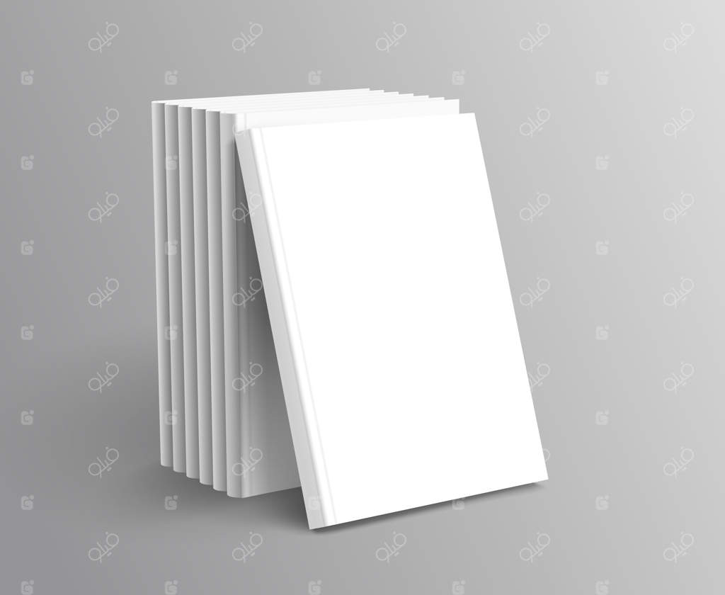 کتاب‌های جلد سخت در پس‌زمینه خاکستری در تصویرسازی سه‌بعدی ایستاده‌اند
