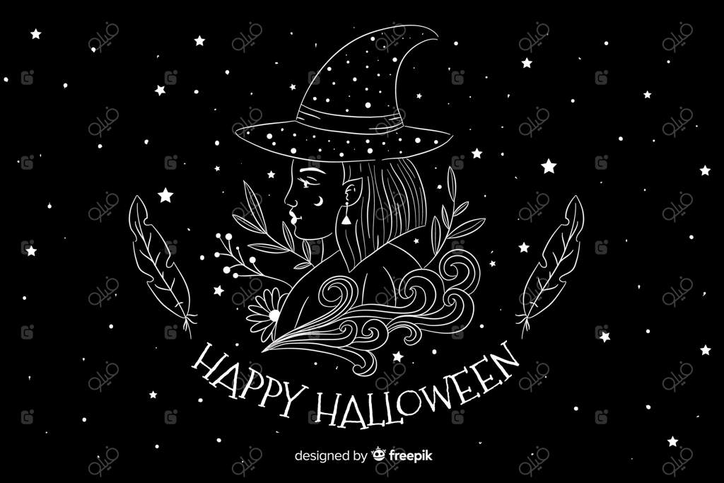 پس‌زمینه هالووین دست‌کشیده با شب پرستاره