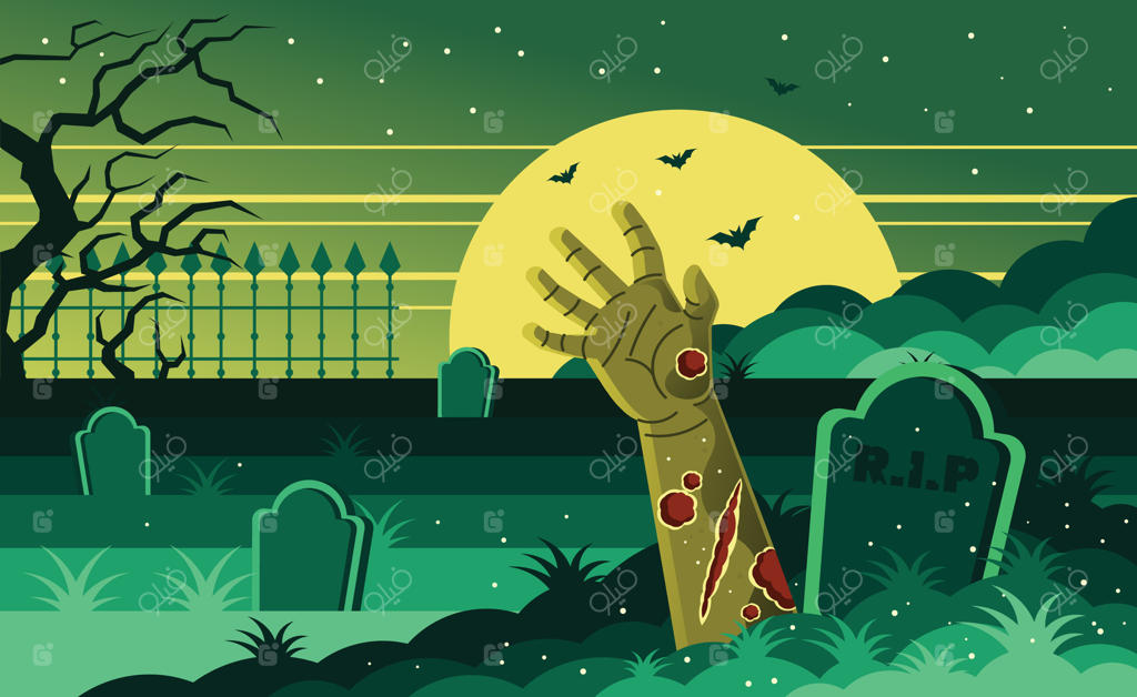 بیرون آمدن دست زامبی از قبر