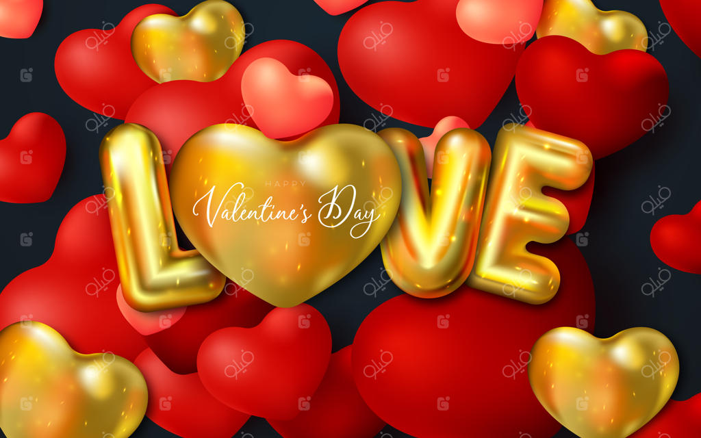کارت تبریک روز ولنتاین با بادکنک‌ها