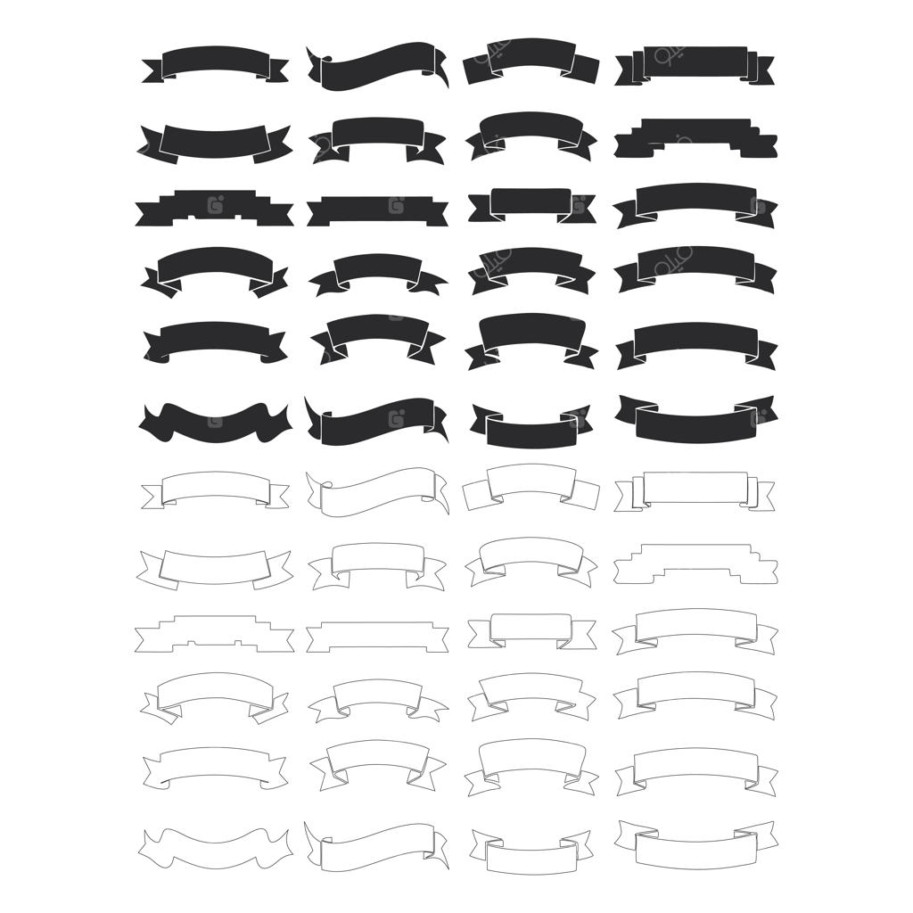 مجموعه وکتور روبان، بنر و برچسب‌های ستاره‌ای در سبک‌های وینتیج، مدرن و ساده
