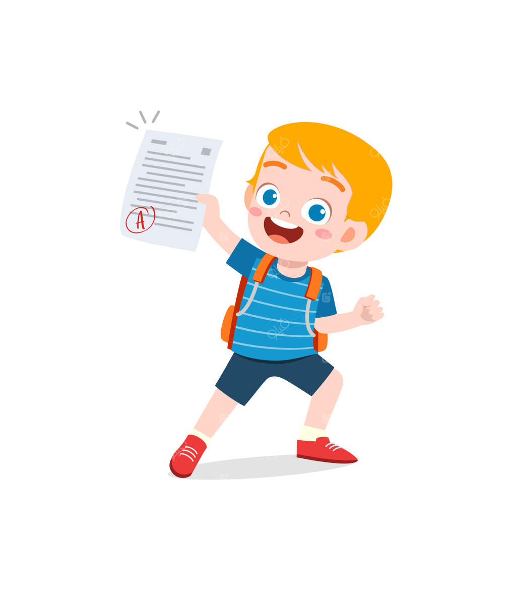 بچه کوچک نمره خوبی می‌گیرد و خوشحال می‌شود